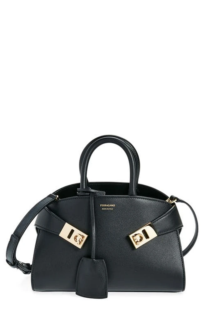 FERRAGAMO Hug Soft Leather Crossbody Bag in Black at Nordstrom