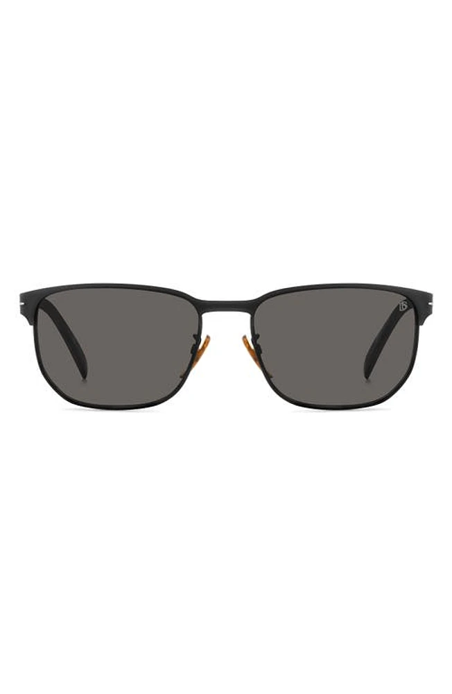 David Beckham Eyewear 59mm Rectangular Sunglasses in Matte Black Silver at Nordstrom