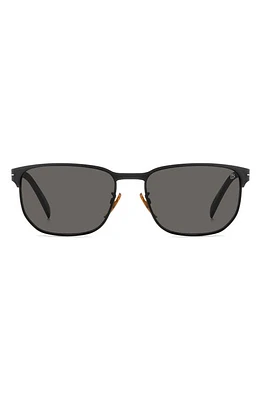 David Beckham Eyewear 59mm Rectangular Sunglasses in Matte Black Silver at Nordstrom