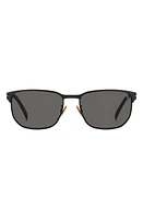 David Beckham Eyewear 59mm Rectangular Sunglasses in Matte Black Silver at Nordstrom