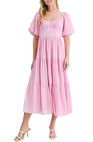 All Favor Puff Sleeve Tiered Midi Dress at Nordstrom,