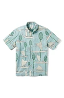 Reyn Spooner South Pacific Voyagers Cotton Blend Button-Down Shirt Aquifer at Nordstrom,