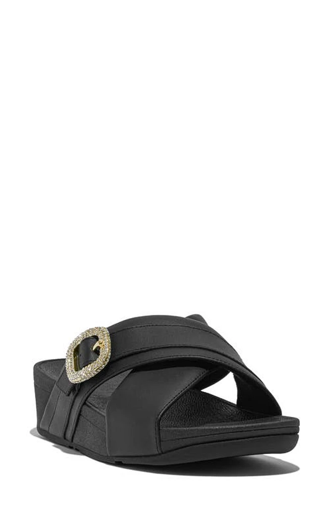 FitFlop Lulu Crystal Buckle Platform Slide Sandal at Nordstrom,