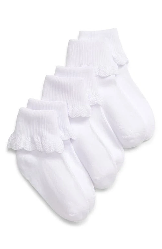 Nordstrom Kids' Scallop 3-Pack Socks White at Nordstrom,