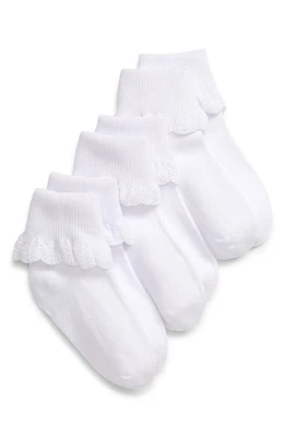 Nordstrom Kids' Scallop 3-Pack Socks White at Nordstrom,