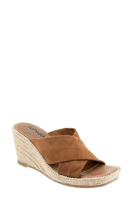 SoftWalk Hastings Espadrille Platform Wedge Slide Sandal Tan Suede at Nordstrom,