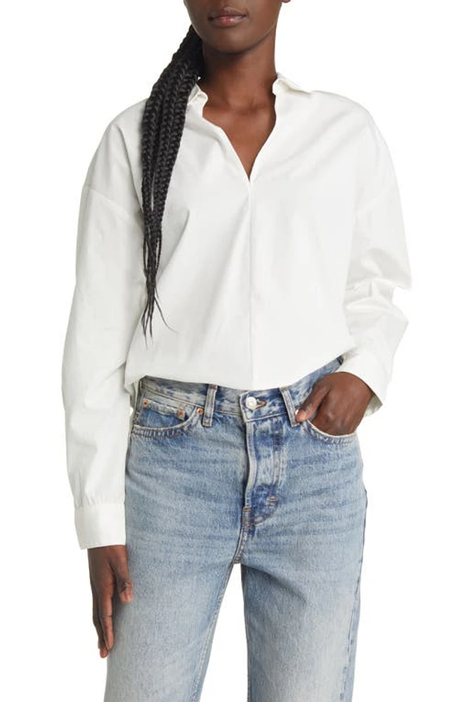 AWARE by VERO MODA Avery Cotton Shirt in Snow White at Nordstrom, Size X-Small