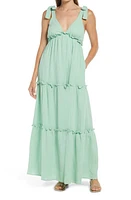 BTFL-life Tie Shoulder Tiered Maxi Dress Mint Green at Nordstrom,