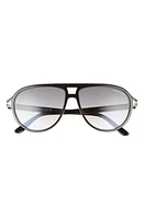 TOM FORD Jeffrey 59mm Gradient Pilot Sunglasses in Shiny Black /Gradient Smoke at Nordstrom