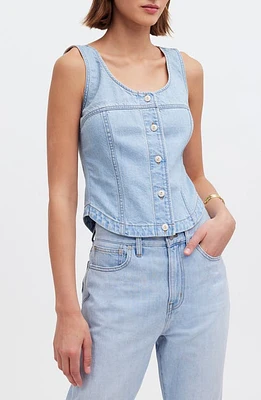 Madewell Sleeveless Denim Button Front Top Fitzgerald Wash at Nordstrom,