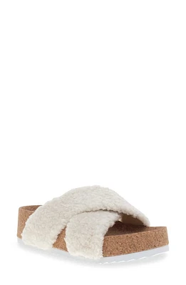 Chooka Annie Crossband Faux Shearling Slide Sandal Off White at Nordstrom,