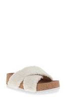 Chooka Annie Crossband Faux Shearling Slide Sandal Off White at Nordstrom,