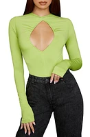 HOUSE OF CB Estrelle Cutout Bodysuit Lime Green at Nordstrom,