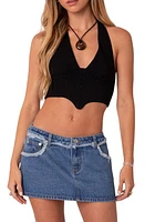 EDIKTED Delaney Crop Corset Halter Top Black at Nordstrom,