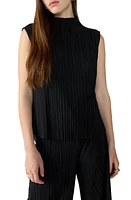 Sanctuary Plissé Funnel Neck Top Black at Nordstrom,