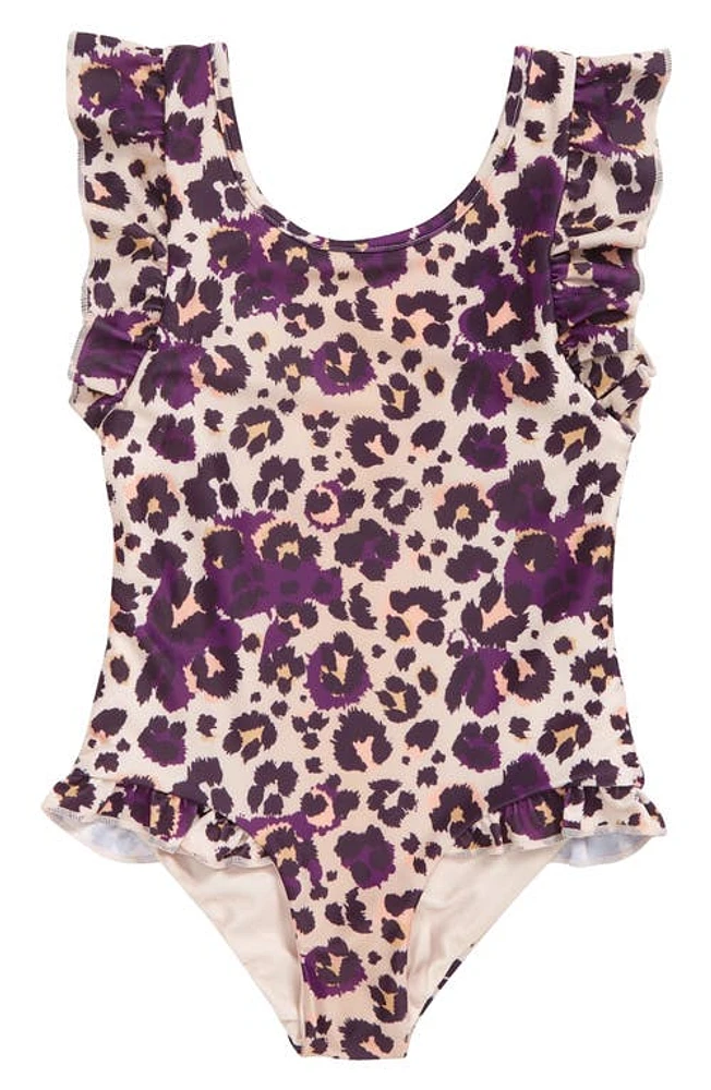 Boardies Kids' Ruffles Cheetah Print One-Piece Swimsuit Multi at Nordstrom,