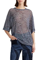 Dries Van Noten Abstract Print Sheer Mesh Top Dark Brown 704 at Nordstrom,