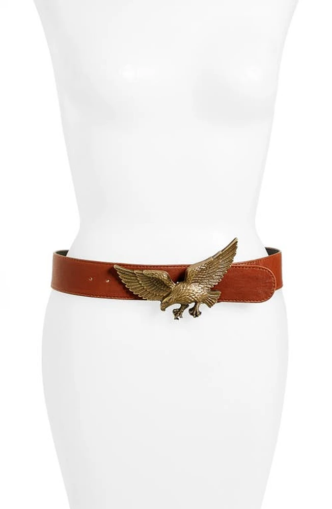 Raina Eagle Leather Belt Cognac at Nordstrom,