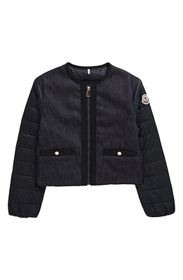 Moncler Kids' Nubia Mixed Media Jacket Blue Navy at Nordstrom,