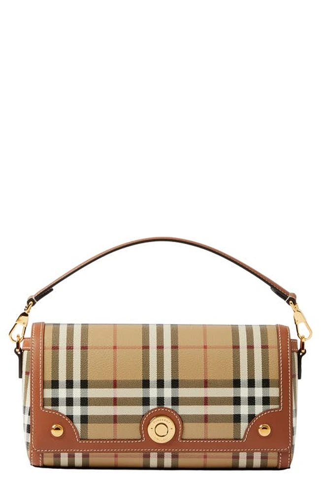 burberry Small Note Check & Leather Crossbody Bag in Briar Brown at Nordstrom