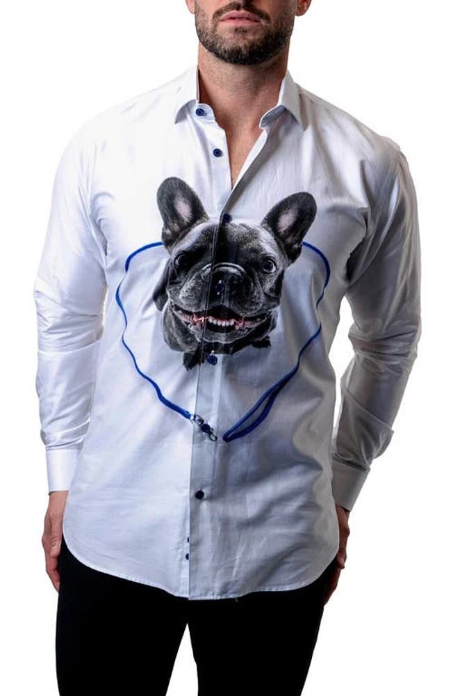 Maceoo Fibonacci Good Boy White Contemporary Fit Button-Up Shirt at Nordstrom,