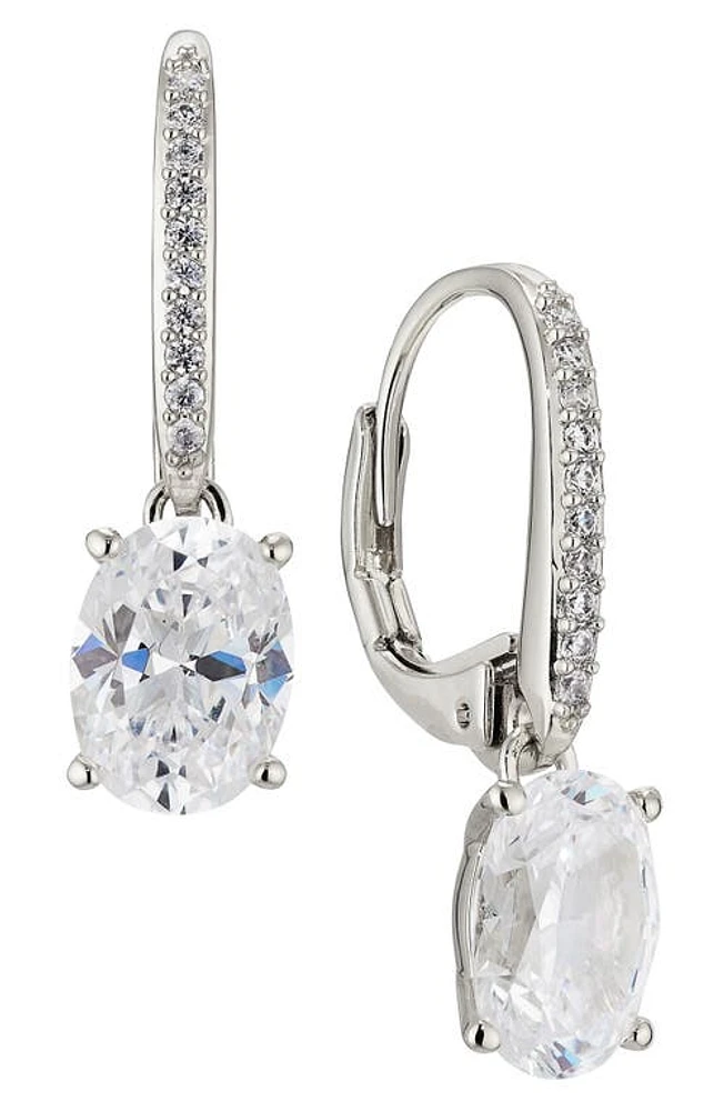 Nadri Modern Luv Oval Cubic Zirconia Drop Earrings in Rhodium at Nordstrom