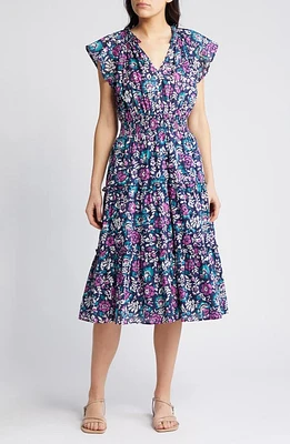 Rails Amellia Floral Cotton Midi Dress Woodblock at Nordstrom,