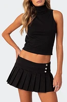 EDIKTED Mock Neck Open Back Crop Top Black at Nordstrom,