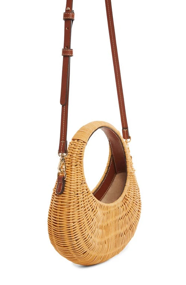 MANGO Rattan Top Handle Bag in Light Beige at Nordstrom