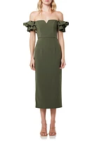 Elliatt Creole Off the Shoulder Sheath Midi Dress Olive at Nordstrom,