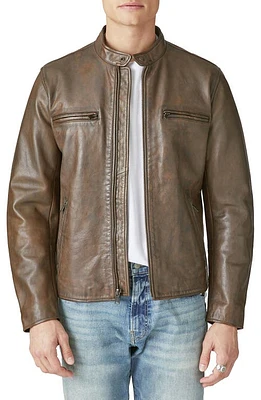 Lucky Brand Bonneville Washed Leather Jacket Dark Brown at Nordstrom,