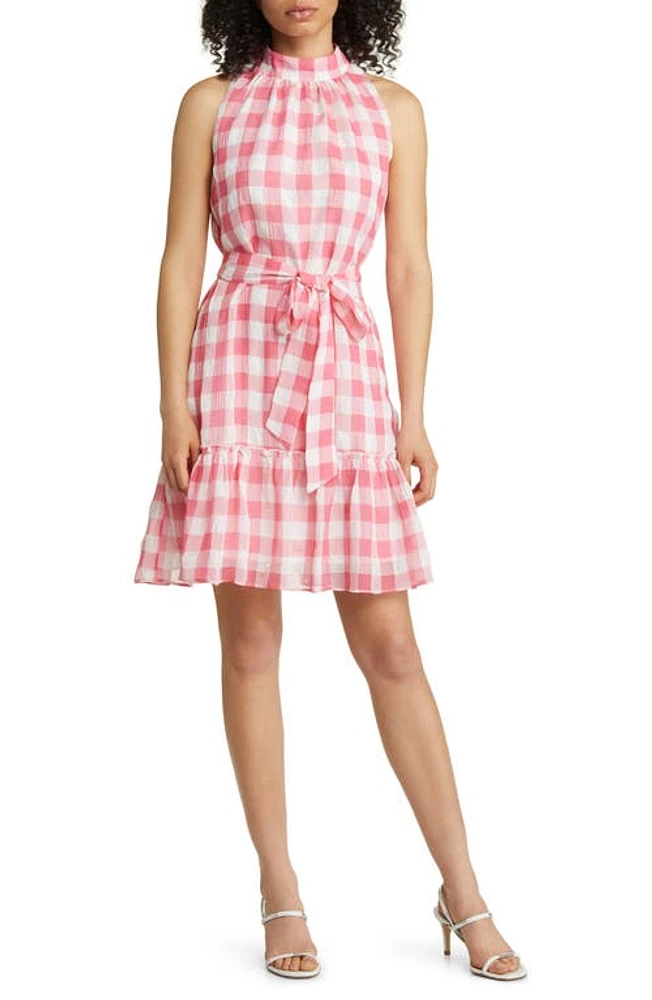 Sam Edelman Picnic Check A-Line Minidress White/Pink at Nordstrom,