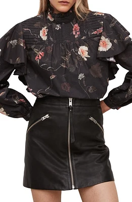 AllSaints Bluma Kaneshon Ruffle Blouse in Black at Nordstrom, Size 4 Us