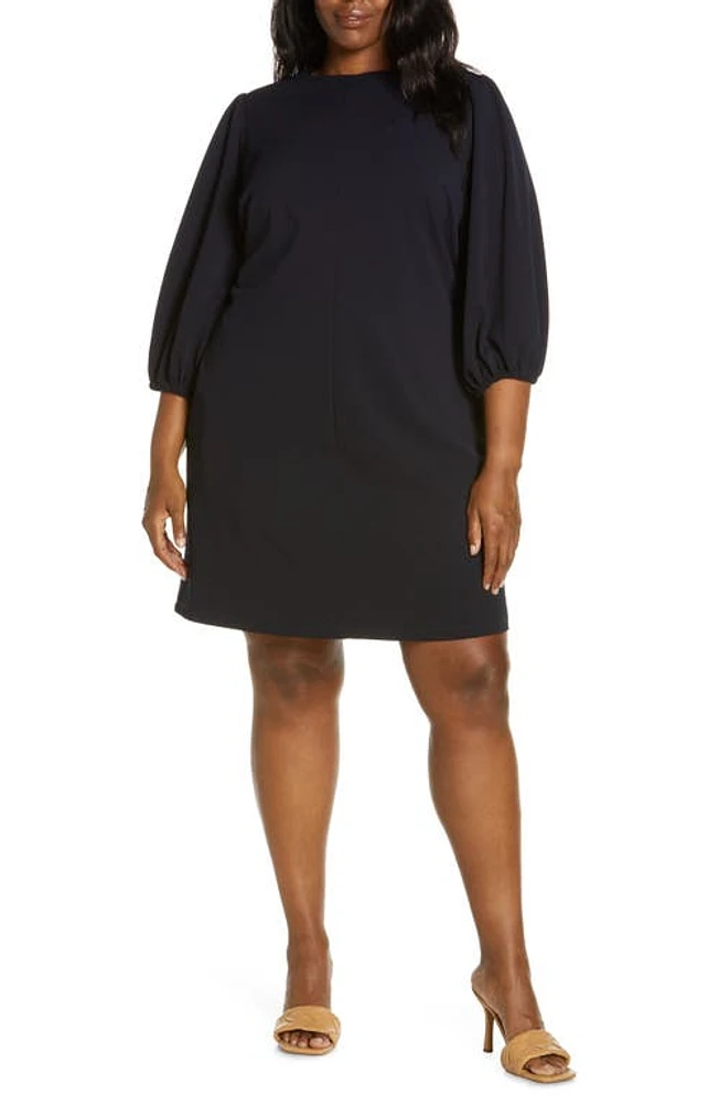 Maggy London Three-Quarter Sleeve Scuba Crepe Dress in Twilight Navy at Nordstrom, Size 16W