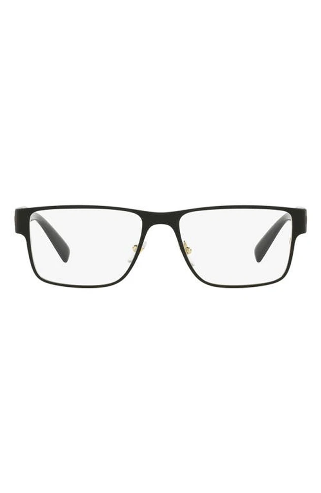 Versace 55mm Rectangular Optical Glasses in Black Gold at Nordstrom