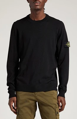 Stone Island Compass Logo Virgin Wool Sweater Black at Nordstrom,