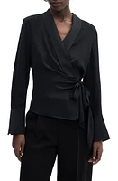 MANGO Wrap Shirt in Black at Nordstrom, Size 10