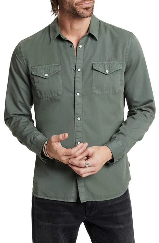 John Varvatos Marshall Twill Snap-Up Western Shirt in Flagstone Grey at Nordstrom, Size Small