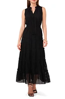 1.STATE Tie Neck Smocked Sleeveless Maxi Dress Rich Black at Nordstrom,