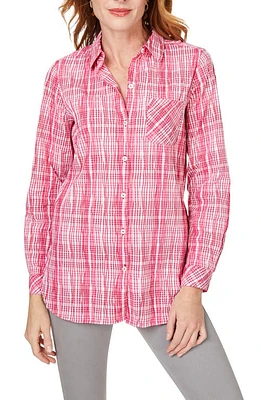 Foxcroft Germaine Plaid Non-Iron Button-Up Tunic Shirt at Nordstrom,