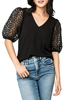 GIBSONLOOK Megan Mixed Media Top Black at Nordstrom,