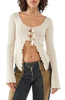 BDG Urban Outfitters Buckle Strap Split Front Rib Cardigan Ecru at Nordstrom,