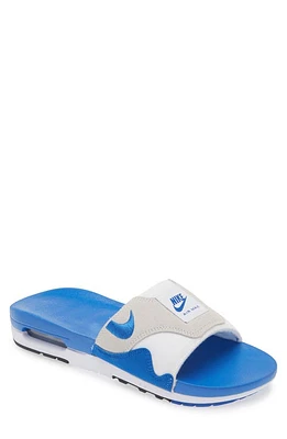 Nike Air Max 1 Slide Sandal in White/Royal Blue/Black/Grey at Nordstrom, Size 6