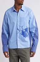 JUNGLES Togetherness Pinstripe Button-Up Shirt Blue at Nordstrom,