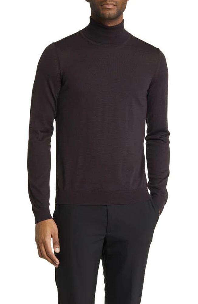 BOSS Musso Virgin Wool Turtleneck Sweater in Medium Brown at Nordstrom