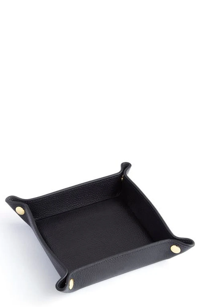 ROYCE New York Personalized Catchall Leather Valet Tray in Black - Silver Foil at Nordstrom