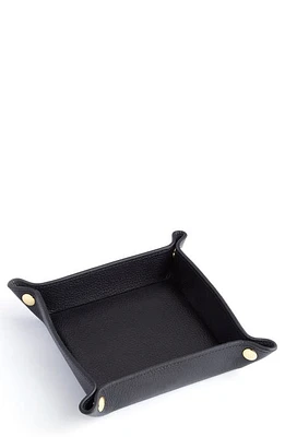 ROYCE New York Personalized Catchall Leather Valet Tray in Black - Silver Foil at Nordstrom