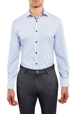 W. R.K Slim Fit Houndstooth Performance Stretch Dress Shirt in Blue at Nordstrom, Size 15.5