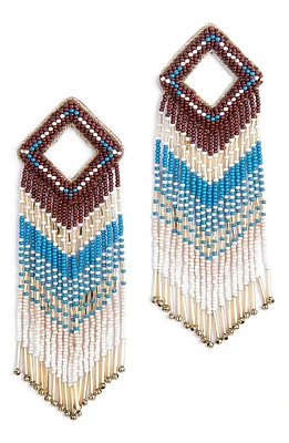 Deepa Gurnani Reya Bead Fringe Drop Earrings in Maroon at Nordstrom