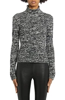 TOM FORD Marled Wool & Silk Blend Rib Turtleneck Sweater Chalk/Black at Nordstrom,